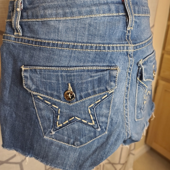 people's liberation women's stretch denim shorts size 26 blue - Picture 5 of 12